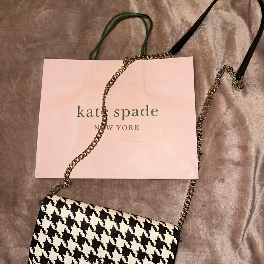 Kate Spade Black and White Houndstooth Crossbody Bag -NWT